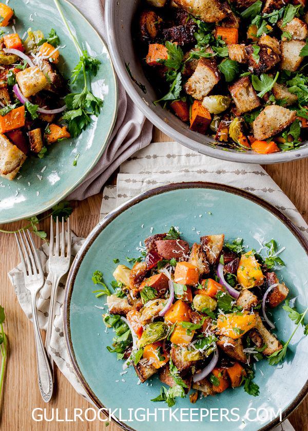 มันเทศพันซาเนลลา Sweet Potato Panzanella สำหรับฤดูใบไม้ร่วง