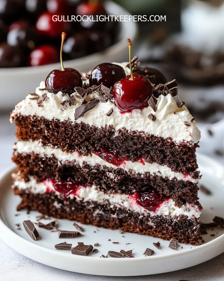 เค้กช็อกโกแลตแบล็คฟอเรสต์ Black Forest Cake หรูหราหอมหวาน