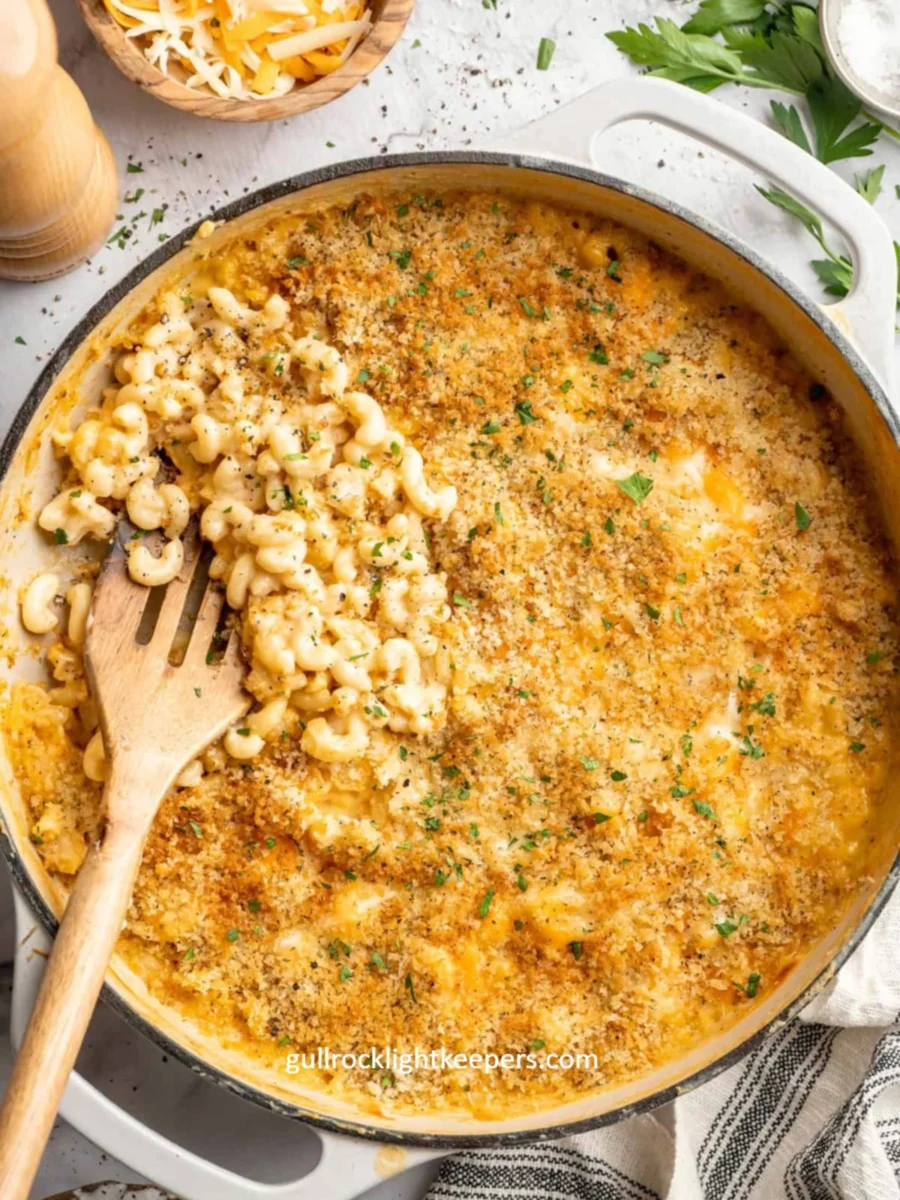 3 ชีสมังสวิรัติ Mac and Cheese ครีมเข้มข้นในกระทะเดียว